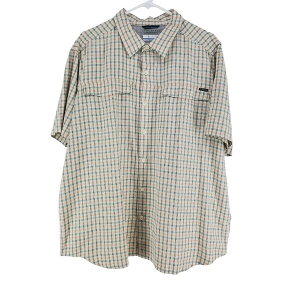 Columbia Vented Shirt Men's Sz XL Cream Plaid Omni Shade Short Sleeve - Picture 1 of 6